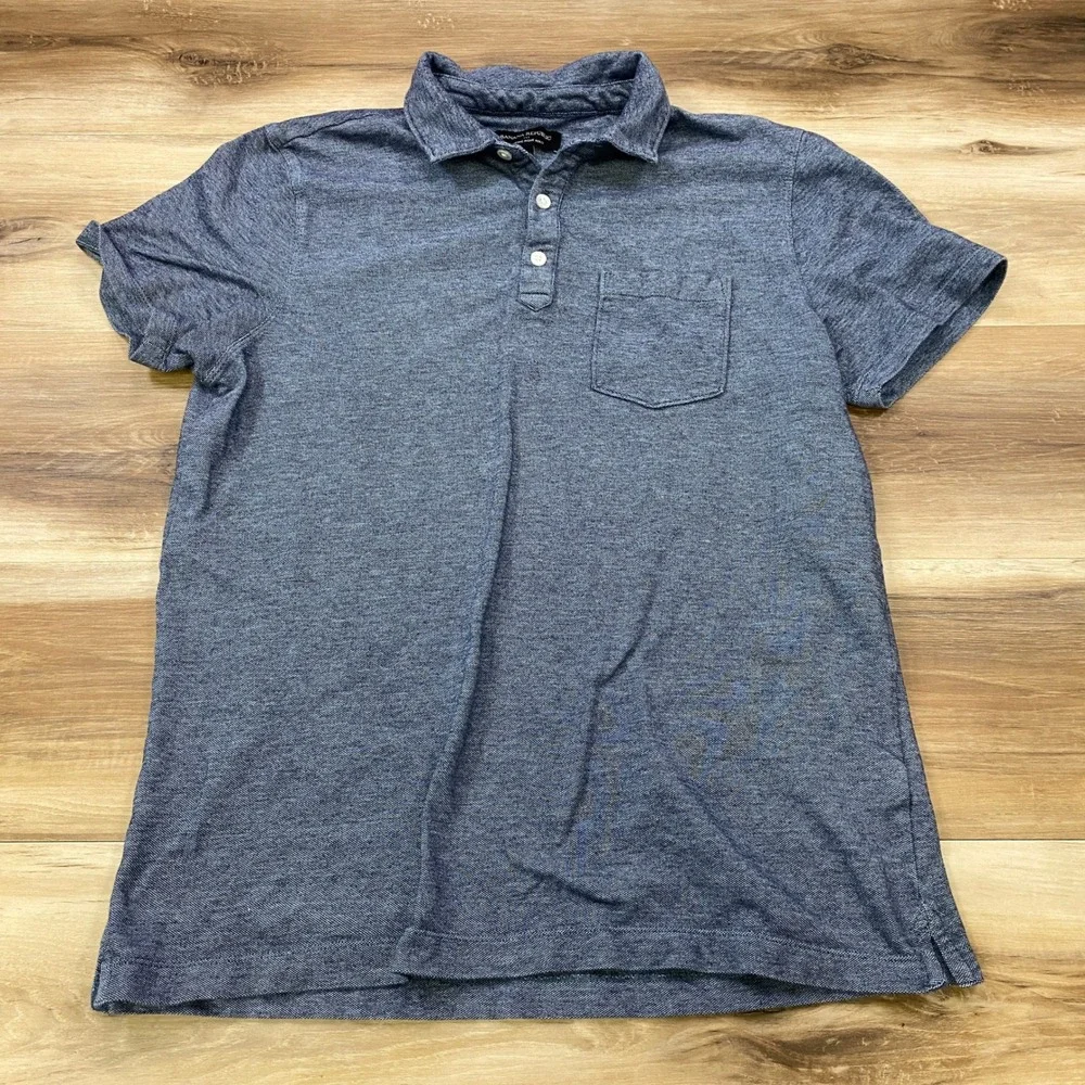 Banana Republic Polo Shirt Mens Medium Gray Cotton Wicking Pique Classic Heather